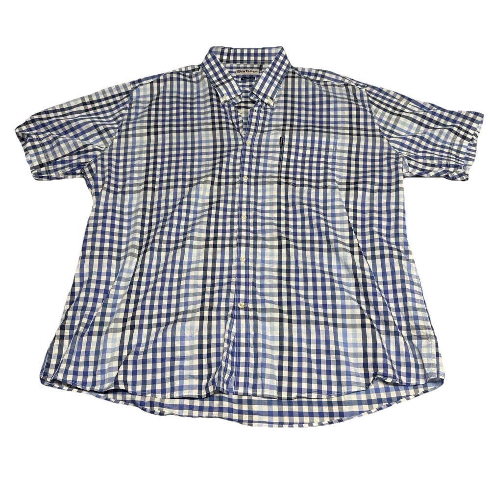 Barbour Shirt Mens XXL Multicolor Plaid Short Sleeve Button Front Tailored Fit